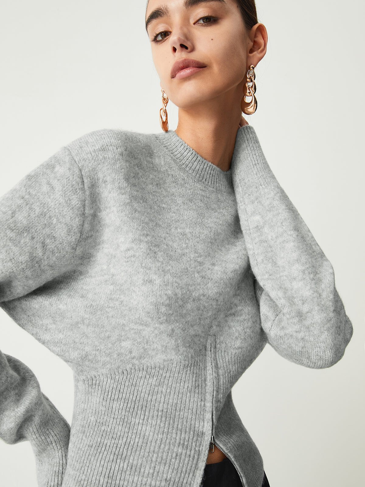 Zip Fuzzy Sweater