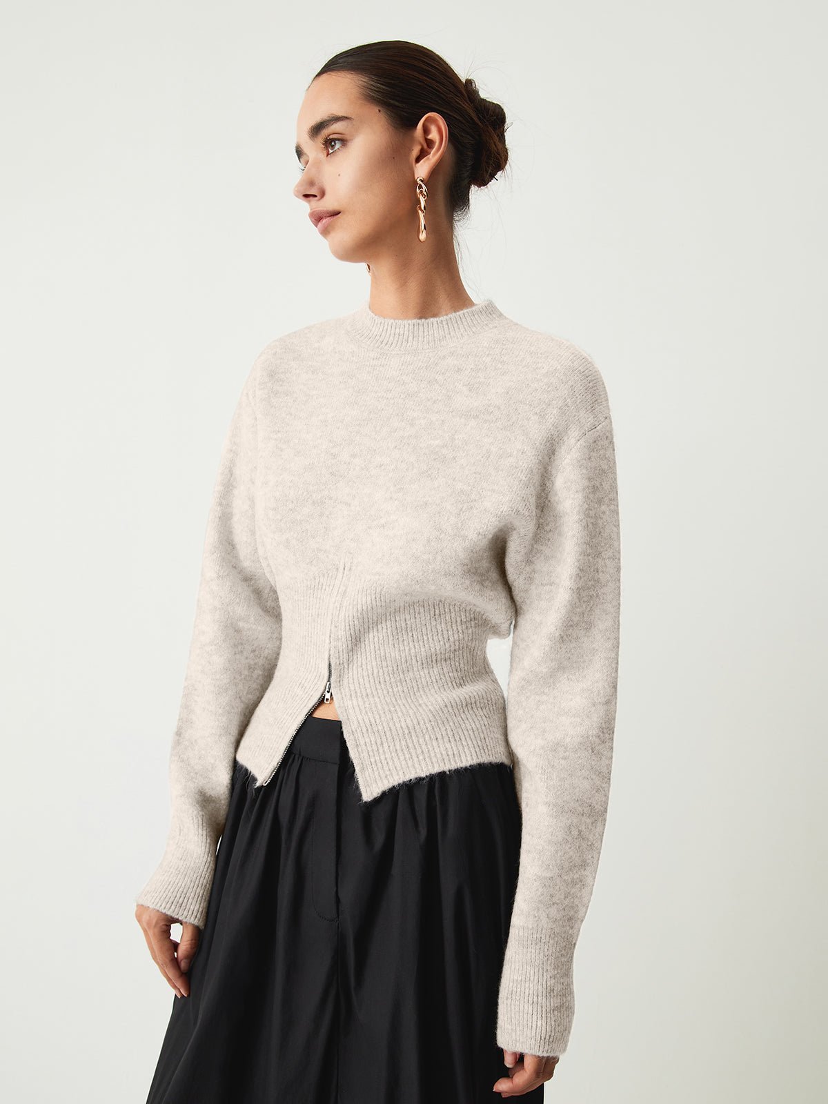 Zip Fuzzy Sweater